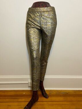 FREE PEOPLE Rio Gold Python Mid Rise Pants Size Small